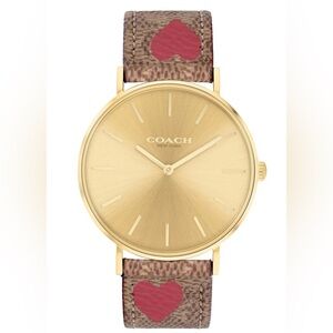 Coach Gold Watch with Red Heart Details